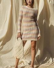 Round Neck Bell Sleeve Sweater Dress