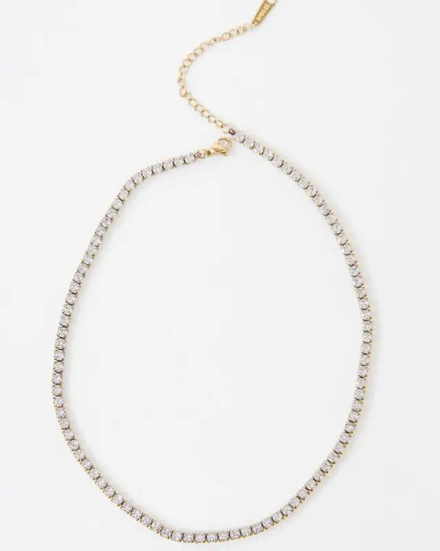 Round Stone Tennis Necklace - Gold / OS