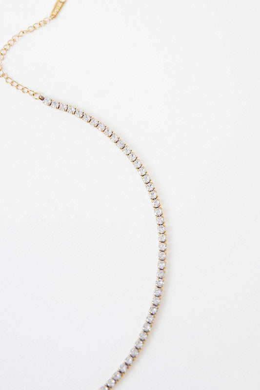 Round Stone Tennis Necklace - Gold / OS