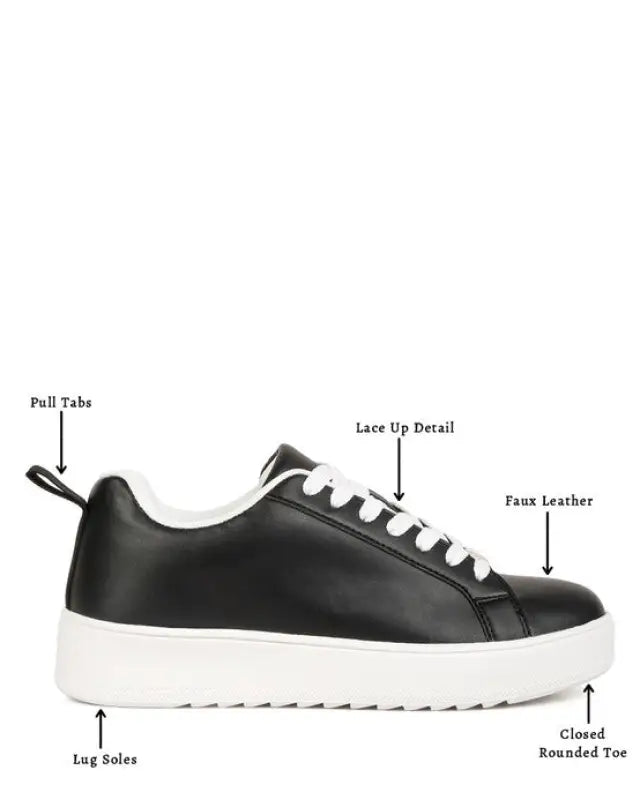 Rouxy Faux Leather Sneakers - Black / 7