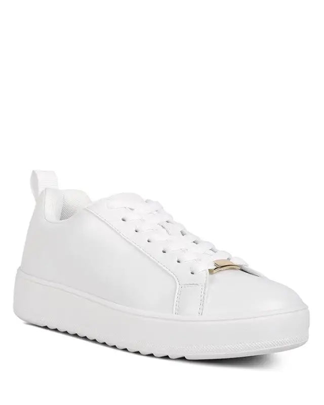 Rouxy Faux Leather Sneakers - Tan / 5