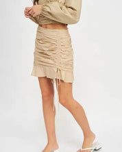 RUCHED HIGH WAISTED MINI SKIRT