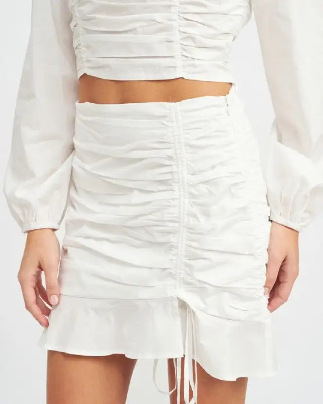 RUCHED HIGH WAISTED MINI SKIRT