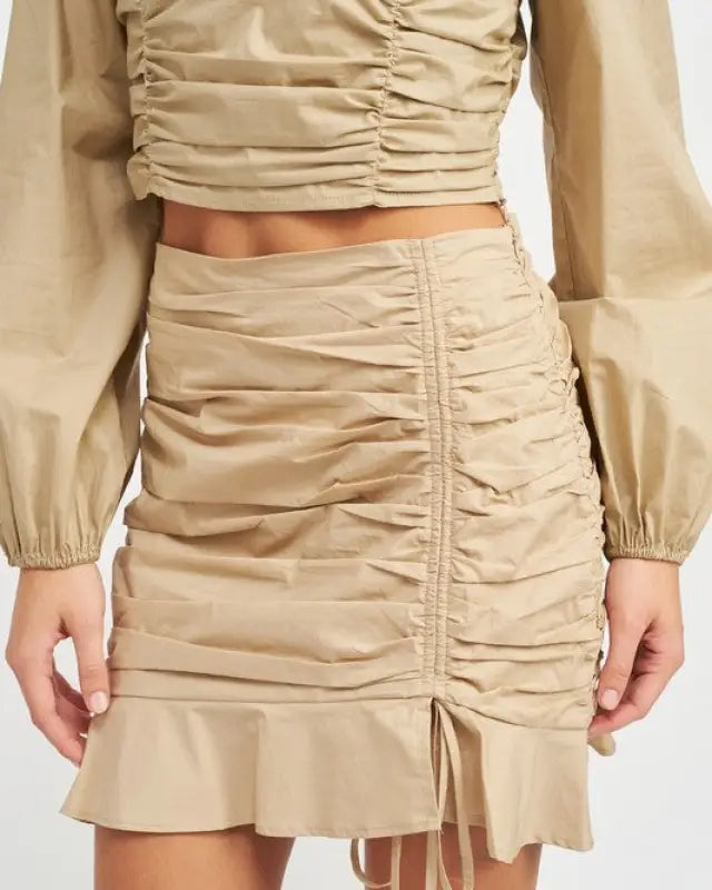 RUCHED HIGH WAISTED MINI SKIRT