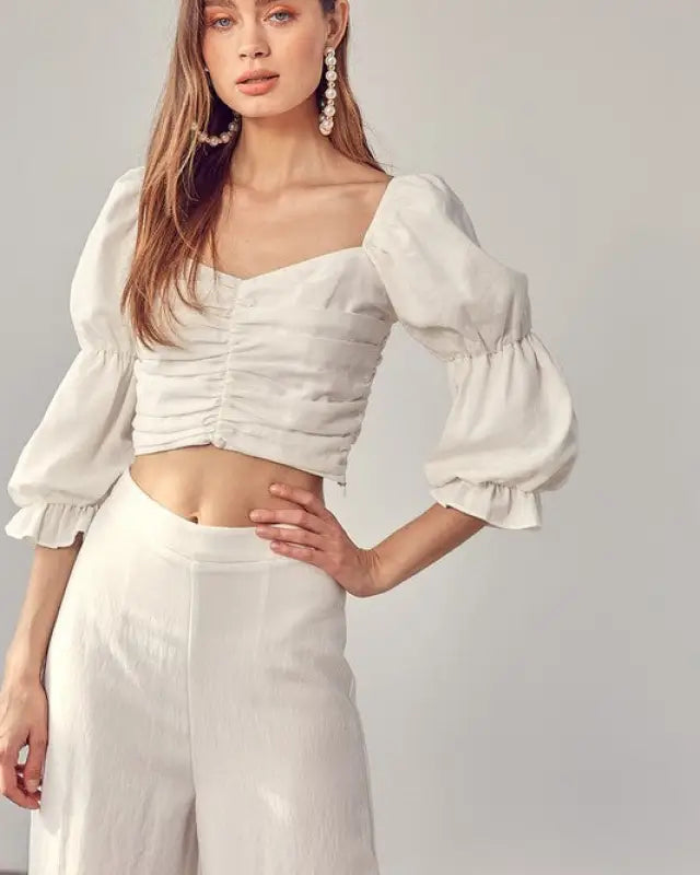 Ruffle Ruched Front Top