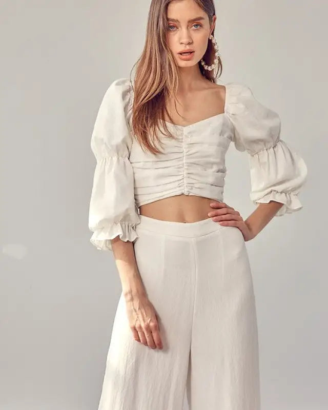 Ruffle Ruched Front Top