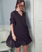 Ruffled Neck Tiered Mini Dress Jbj1054A