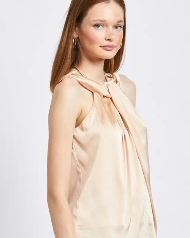 Saige Sleeveless Blouse With Twist Front