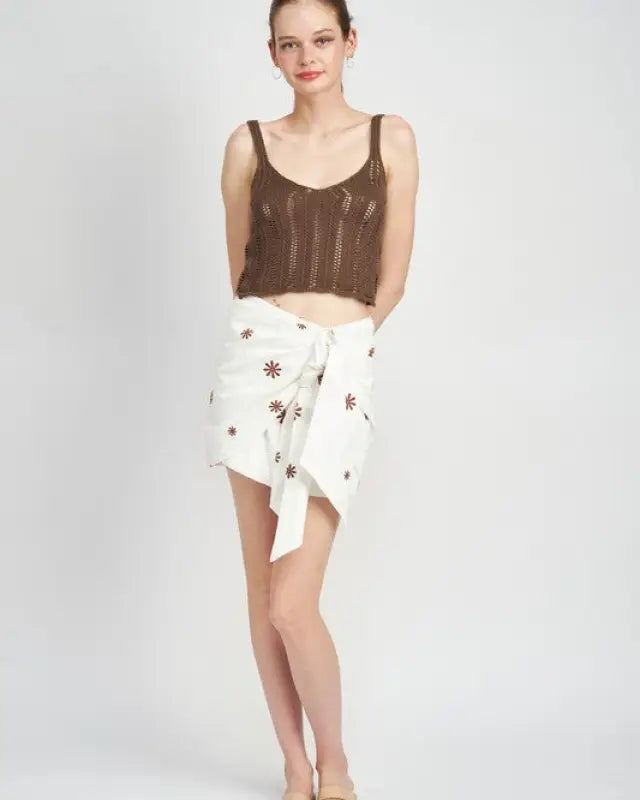 SARONG LOOK PRINTED MINI SKIRT