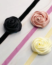 Satin And Velvet Rose Choker Tie Necklace