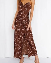 Satin Floral Maxi Dress