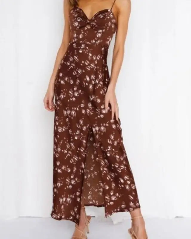 Satin Floral Maxi Dress