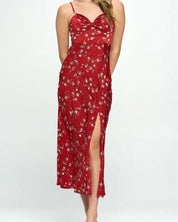 Satin Floral Maxi Dress