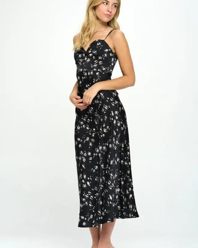 Satin Floral Maxi Dress