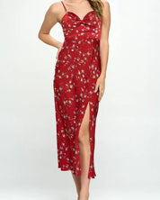 Satin Floral Maxi Dress