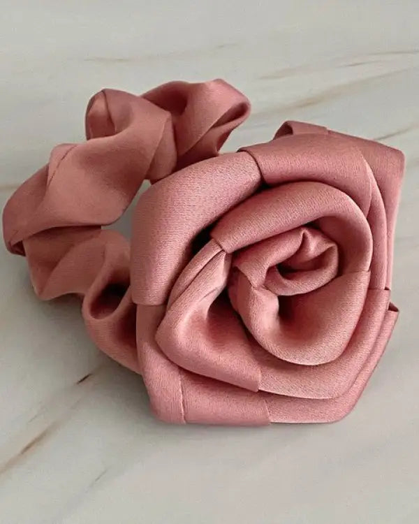 Satin Rose Hair Scrunchie