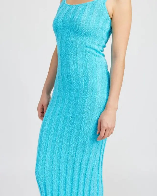 SCOOP NECK RIBBED MIDI DRESS - Dresses