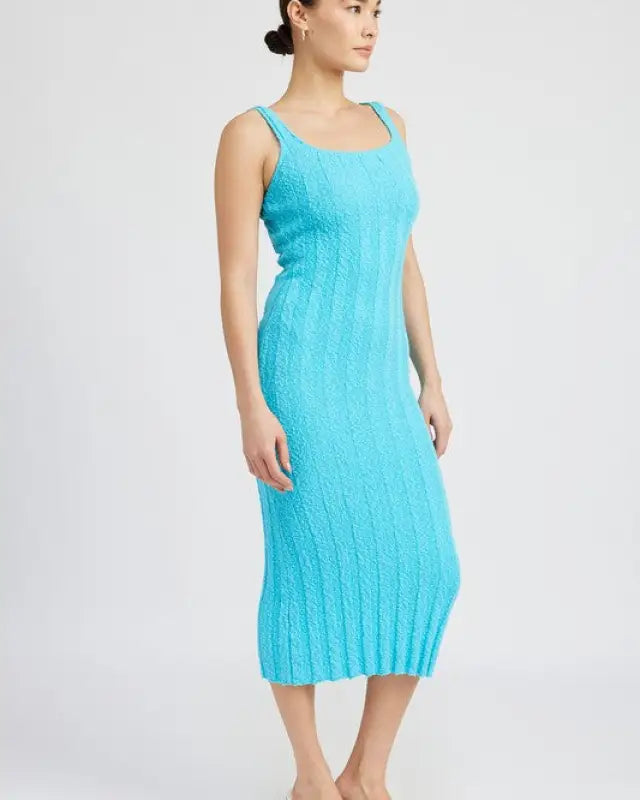 SCOOP NECK RIBBED MIDI DRESS - Dresses