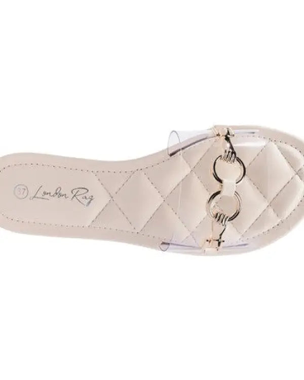 SCOTH Clear Buckled Quilted Slides