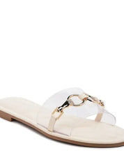 SCOTH Clear Buckled Quilted Slides - BEIGE / 6