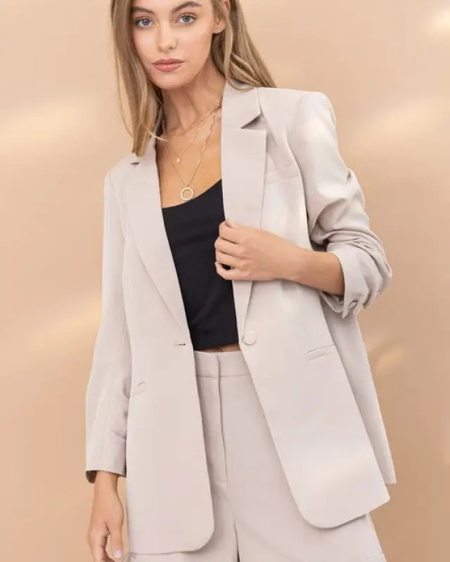 Scrunch Sleeve Blazer And Short Set