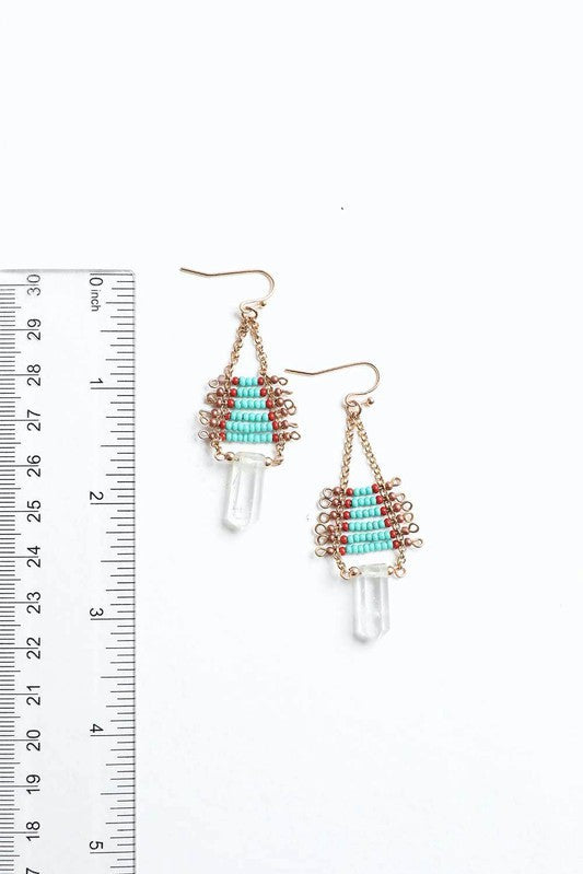 Seed Bead With Crystal Drop Earring