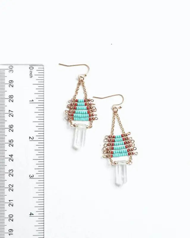 Seed Bead With Crystal Drop Earring