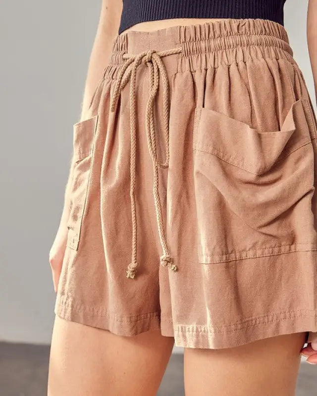 Shirred Wide Waistband Shorts