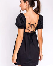 Short Sleeve Back Tie Detail Babydoll Dress