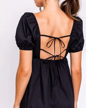 Short Sleeve Back Tie Detail Babydoll Dress