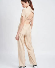 Short Sleeve Jumpsuit With Open Back