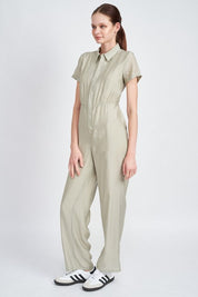 Short Sleeve Jumpsuit With Open Back