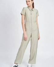 Short Sleeve Jumpsuit With Open Back