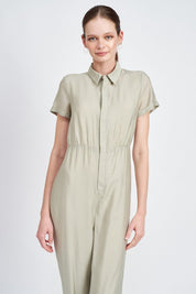 Short Sleeve Jumpsuit With Open Back