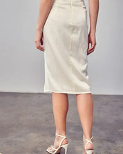 Side Gathered Slit Skirt