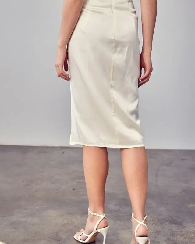 Side Gathered Slit Skirt