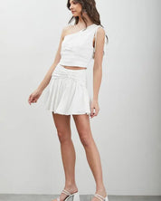 Side Ruched Ruffle Skort