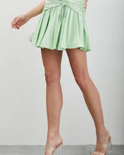 Side Ruched Ruffle Skort