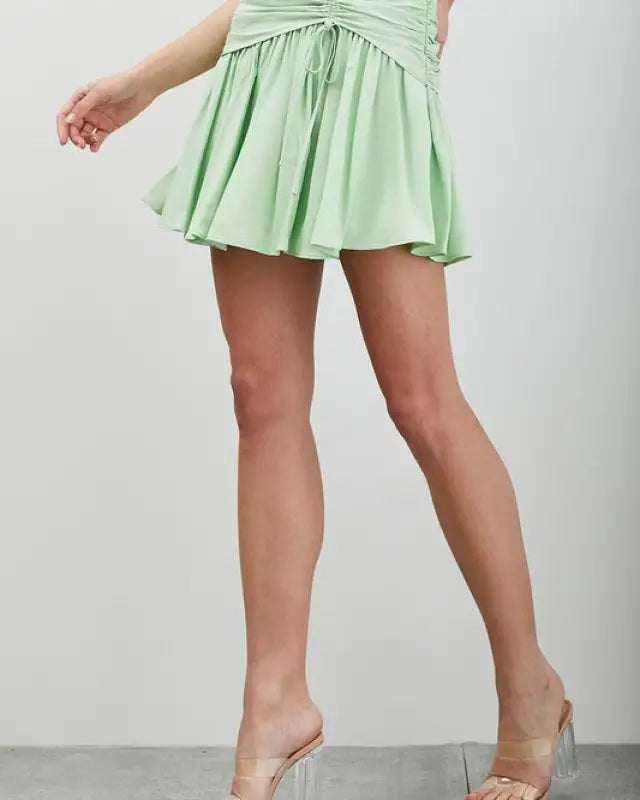 Side Ruched Ruffle Skort