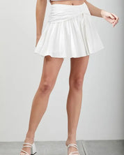 Side Ruched Ruffle Skort