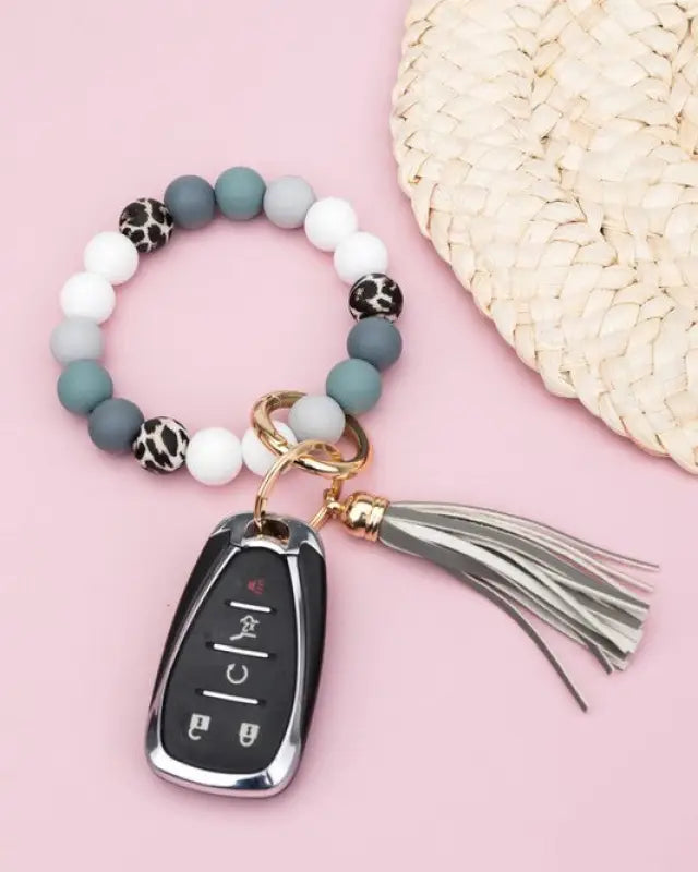 Silicone Monochromatic Key Ring Bracelet - Grays / OneSize