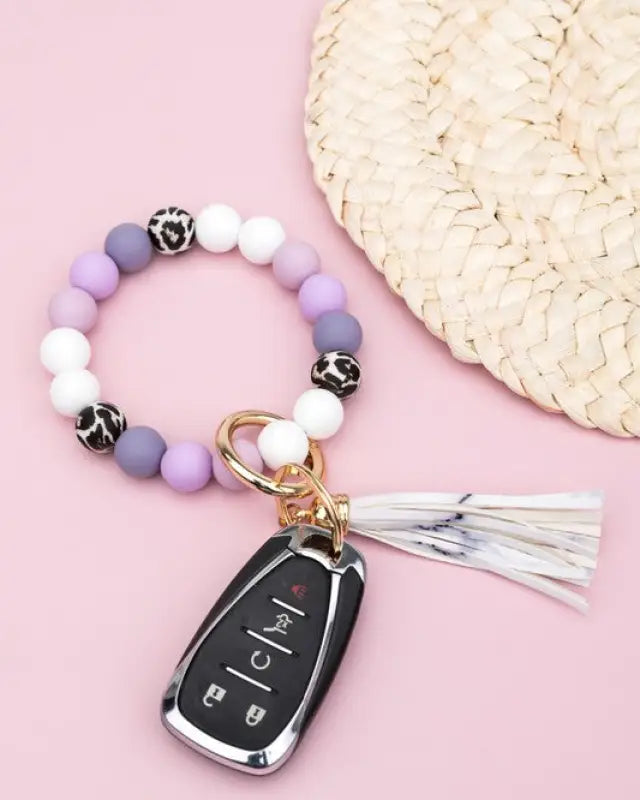 Silicone Monochromatic Key Ring Bracelet - Lilacs / OneSize