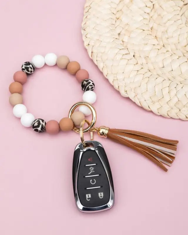 Silicone Monochromatic Key Ring Bracelet