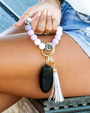 Silicone Monochromatic Key Ring Bracelet