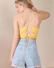 SL yellow crop tank top