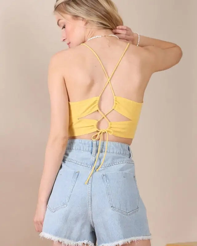 SL yellow crop tank top