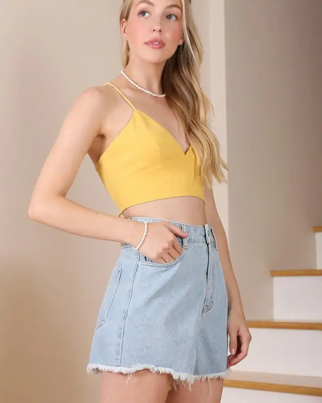 SL yellow crop tank top