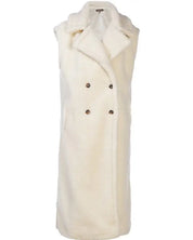 Sleeveless Double Breasted Teddy Coat