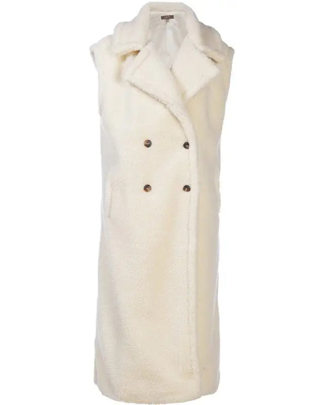 Sleeveless Double Breasted Teddy Coat