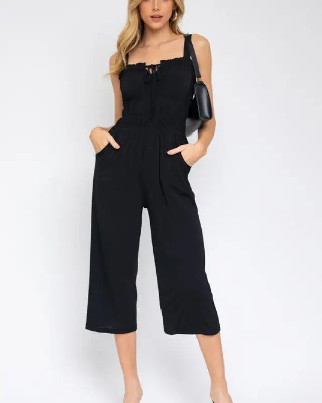 Sleeveless Drawstring Cropped Jumpsuit